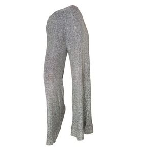 Koret of California Silver Metallic Knit Wide Leg Pants 70s Disco Glam Small 26